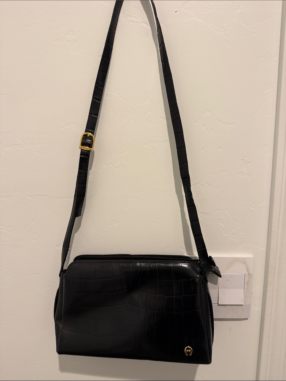 Etienne Aigner 55Black Leather Crossbody Bag